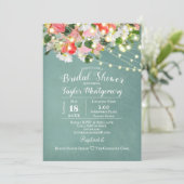 Lentetulpen & Rozen | Teal  Bruidsdouche Kaart (Staand voorkant)