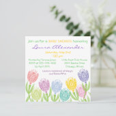 Lentetulpen - Uitnodiging voor babyshower (Staand voorkant)