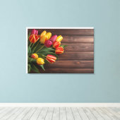 Lentetulpen voor Valentijnsdag Canvas Afdruk (Insitu (Houten vloer))