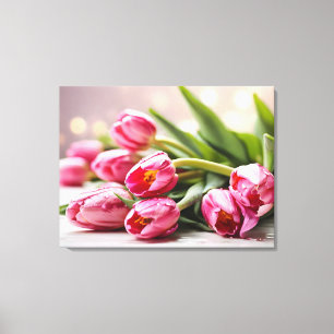 Lentetulpen voor Valentijnsdag Canvas Afdruk