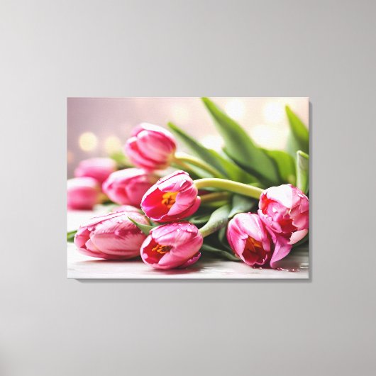 Lentetulpen voor Valentijnsdag Canvas Afdruk (Voorkant)