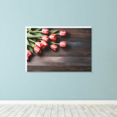 Lentetulpen voor Valentijnsdag Canvas Afdruk (Insitu (Houten vloer))