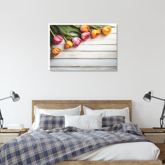 Lentetulpen voor Valentijnsdag Canvas Afdruk (Insitu (Slaapkamer))