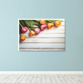 Lentetulpen voor Valentijnsdag Canvas Afdruk (Insitu (Houten vloer))