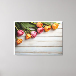 Lentetulpen voor Valentijnsdag Canvas Afdruk