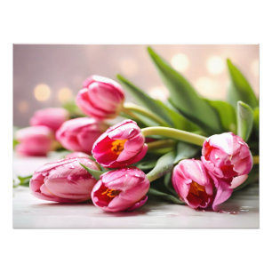 Lentetulpen voor Valentijnsdag Foto Afdruk