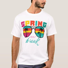 Lentevakantie 2025 Zonnebril Retro Zonsondergang T-shirt