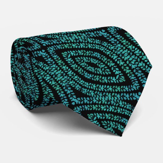 Lentevakantie laat turquoise gekleurd patroon kuns stropdas (Opgerold)