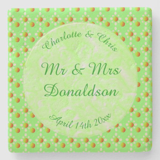  lenteviendringbloesem en appels stenen onderzetter (Voorkant)