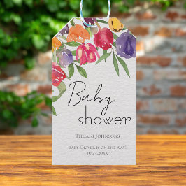 Lenteviering Tulpen Baby Shower Cadeaulabel