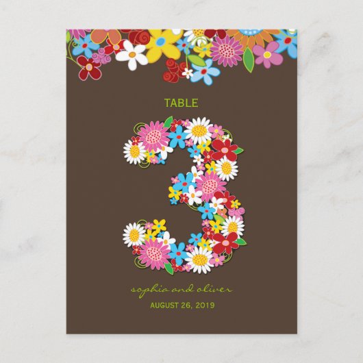 Lentevloerbloemen Garden Weddenschap Tabelnummer 3 Briefkaart (Voorkant)