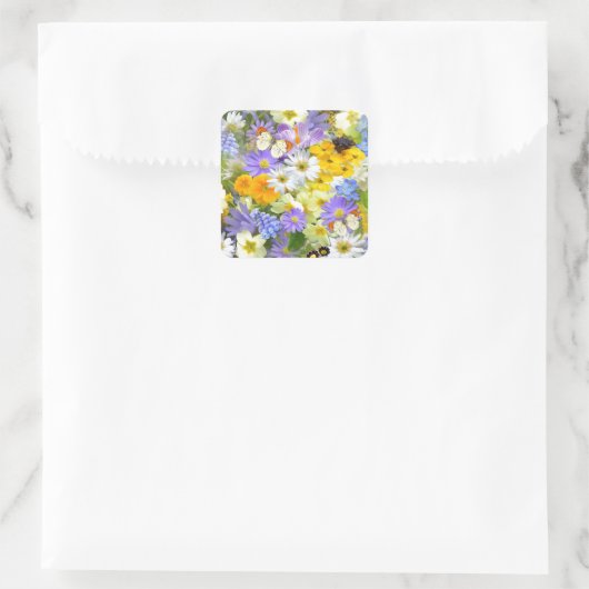 lentevloeren en vlinders vierkante sticker (Tas)