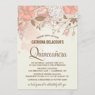  lentevloeren Quinceañera Uitnodiging
