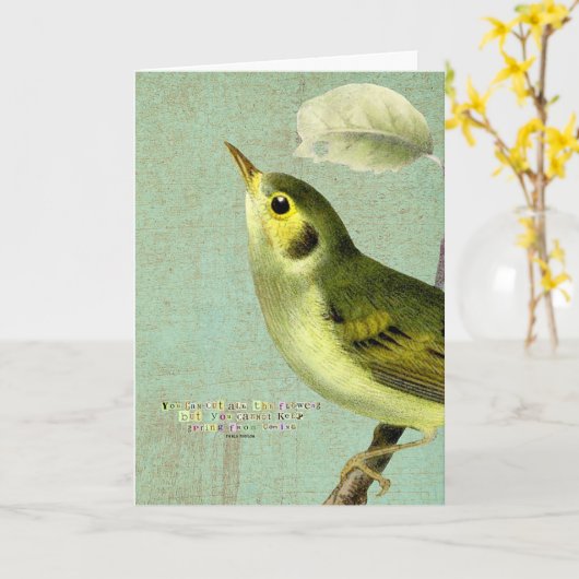 Lentevogel, Verjaardag Kaart (Gele Bloem)