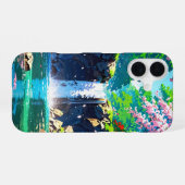 Lentewaterfall – Anime Landschap iPhone 16 Hoesje (Achterkant horizontaal)