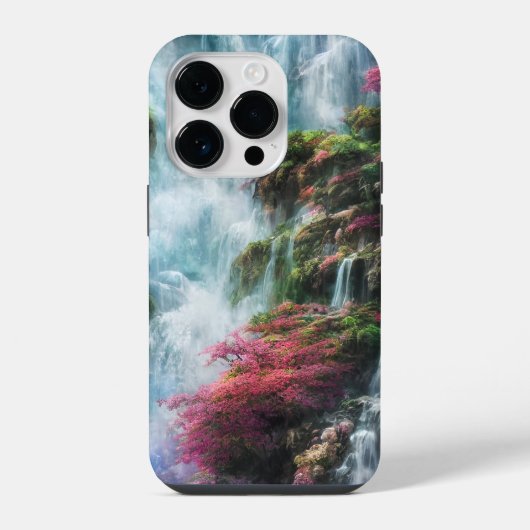Lentewaterfall Berg Roze Bloemen 11 iPhone Hoesje (Achterkant)