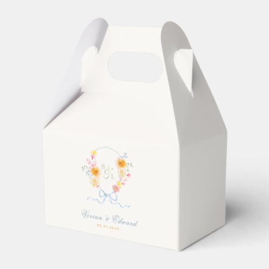 Lentewedding Bloemenkroon Monogram Bedankdoosjes (Voorkant Zijde)