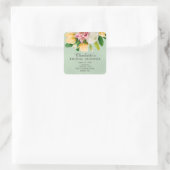 Lenteweide Bloemachtige Bruiloftsshower Vierkante  Sticker (Tas)
