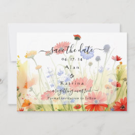 Lenteweide-wildbloemen Save The Date