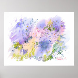 Lentewiese — Abstracte Bloemenschildering in Water Poster