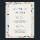 Lentewildbloem | Lichtblauwe Signature Dranken Poster<br><div class="desc">Deze lente-wildbloem | lichtblauwe signature-drinks bord is perfect voor je rustieke vintage boho bruiloft. Het ontwerp bevat kleurrijke, elegante minimalistische pastel waterverf wilde bloemen. Het herinnert de kijker aan een klassieke eenvoudige boheemse zomertuinweide. Een hoogtepunt van het ontwerp is hoe de bloemen en het groen minimaal en modern worden gehouden...</div>
