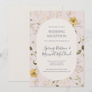 Lentewildbloem   Trouwreceptie met Blush-thema Kaart