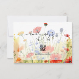 Lentewildbloemen antwoordkaart RSVP kaartje