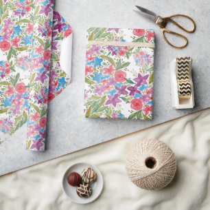 Lentewildbloemen Watercolor Patroon Cadeaupapier