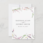 Lentewildebloemen Huwelijksdetailkaart RSVP Kaartje (Achterkant)