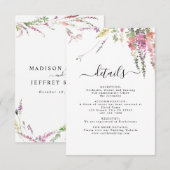 Lentewildebloemen Huwelijksdetailkaart RSVP Kaartje (Voorkant / Achterkant)