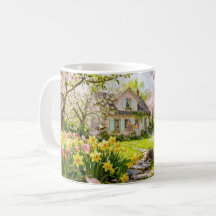 Lentewoning met bijen, egel en bloeiende 