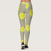 Lentgele bloemen op abstracte grijze achtergrond leggings (Achterkant)