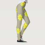 Lentgele bloemen op abstracte grijze achtergrond leggings (Rechts)