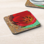 Lentgele en rode tulp drankjes onderzetter (Linkerzijde)