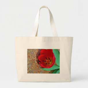 Lentgele en rode tulp grote tote bag