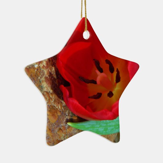 Lentgele en rode tulp keramisch ornament (Rechts)