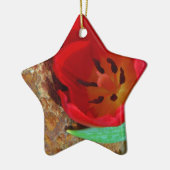 Lentgele en rode tulp keramisch ornament (Links)