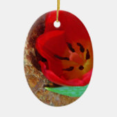Lentgele en rode tulp keramisch ornament (Voorkant)