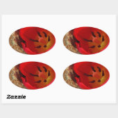 Lentgele en rode tulp ovale sticker (Vel)