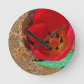 Lentgele en rode tulp ronde klok (Voorkant)