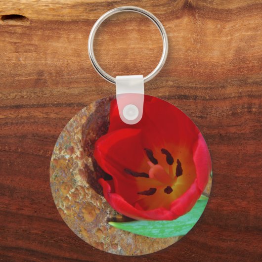 Lentgele en rode tulp sleutelhanger (Voorkant)