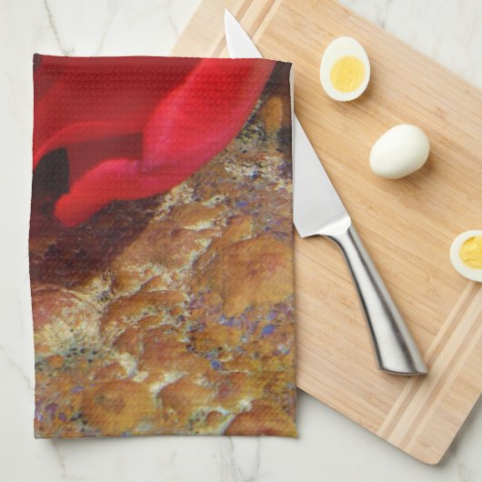 Lentgele en rode tulp theedoek (Quarter Fold)