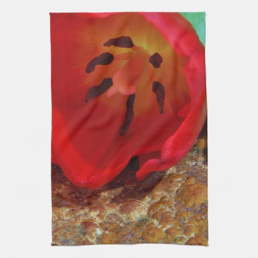 Lentgele en rode tulp theedoek (Verticaal)