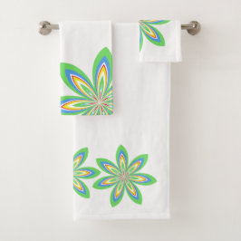 Lentgroene bloemen bad handdoek