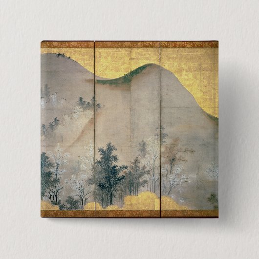 Lentlandschap Vierkante Button 5,1 Cm (Voorkant)