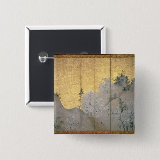 Lentlandschap Vierkante Button 5,1 Cm (Voorkant /achterkant)