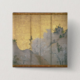 Lentlandschap Vierkante Button 5,1 Cm