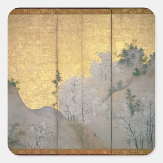 Lentlandschap Vierkante Sticker (Voorkant)