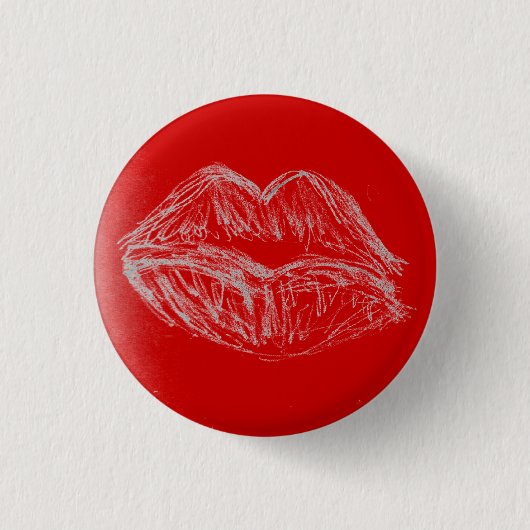 Lentmaginatie - Lipstick Lips Ronde Button 3,2 Cm (Voorkant)