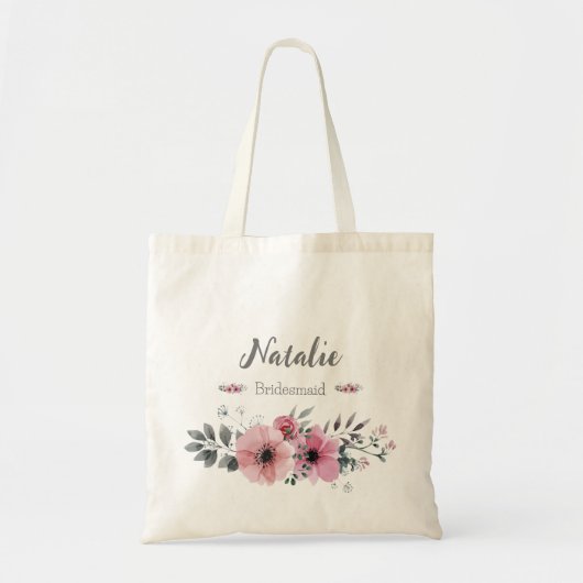 Lentmeel Roze en grijs moderne bridesmaïde Tote Bag (Voorkant)